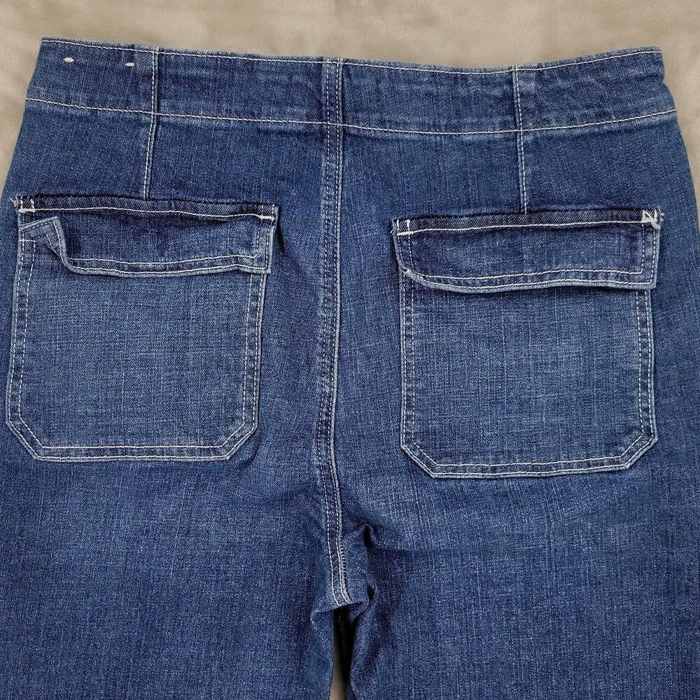 LOFT Womens Sailor Button Jeans Size 29/8 Blue Medium Wash Flare Crop Ankle - Picture 4 of 8
